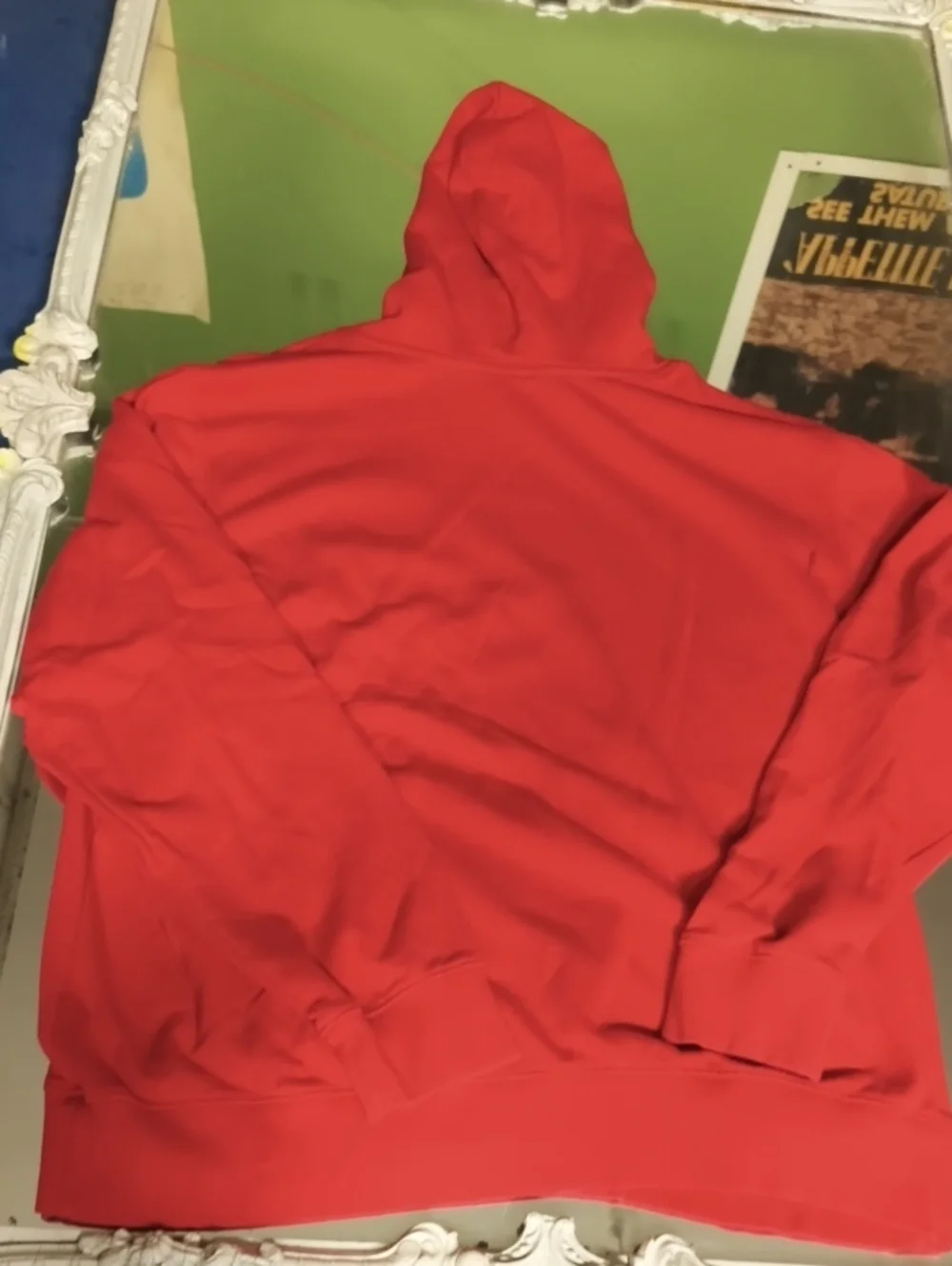 Mens XL red The North Face Drew Peak Hoodie featuring large white Logo